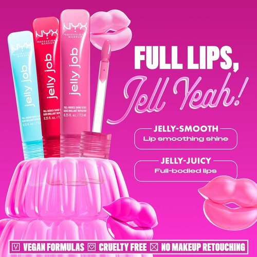 NYX PROFESSIONAL MAKEUP Jelly Job Lip Gloss - Full-Bodied, Smoothing Shine in Pale Pink