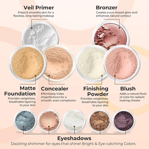 Skiennix Full Size Mineral Makeup Set - Matte Foundation & Sheer Powder in Beige