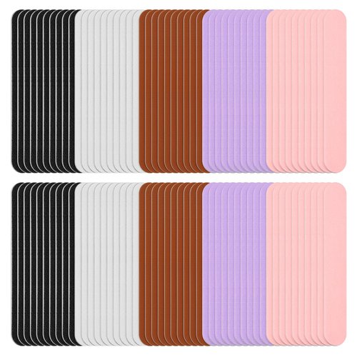 Makartt Mini Nail Files: 100/180 Grit Emery Boards for Nails, 100 Pcs Disposable Doubled Sided Coarse & Fine Bulk Manicure Kit Home Salon Use(Black White Pink Purple Brown)
