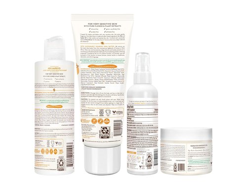 Babo Botanicals Baby Care Essentials Gift Set | Fragrance-Free Skincare & Bath for Delicate Skin - 5 Natural Items with Reusable Pouch