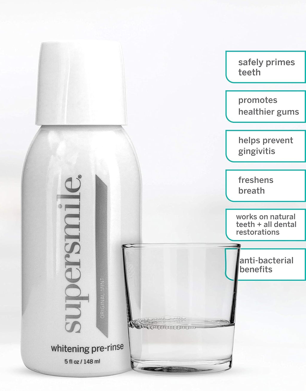 Supersmile Whitening Pre-Rinse - Clinically Formulated Dental Mouthwash, Original Mint, 5 Fl Oz