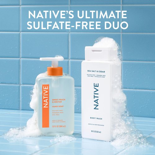 Native Body Wash Contains Naturally Derived Ingredients | For Women & Men, Sulfate, Paraben, & Dye Free Leaving Skin Soft and Hydrating | Sea Salt & Cedar 18 oz