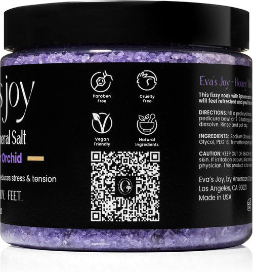 Eva's Joy Lavender Orchid Mineral Bath Soak - Nourishing Epsom Salt Crystals, Relaxing Lavender Scent, 16 oz