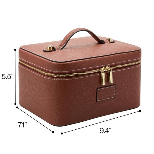ETOILE - Vanity Case Ginger Brown - Stylish Travel Makeup Bag Organizer with Dividers