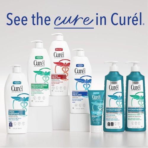 Curel Ultra Healing Intensive Fragrance-Free Lotion For Extra-Dry Skin, Dermatologist Recommended, Ideal for Sensitive Skin, Cruelty Free, Paraben Free, 13 Oz, Pack of 3