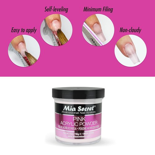 Mia Secret Pink Acrylic Powder - Professional Quality Nail Enhancement | 4 oz. Size