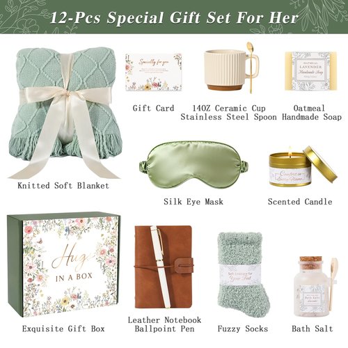 GIFTINBOX Gift Baskets for Women, Valentine's Day Birthday Gifts for Women, Get Well Soon Gift After Surgery, Spa Care Package, Self Care, Sympathy Gift Baskets Thinking of You for Mom, Sister, Wife