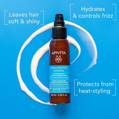 Apivita Hydration Leave-In Conditioner - Lightweight Moisturizing with Hyaluronic Acid & Aloe, 100 mL / 3.38 oz