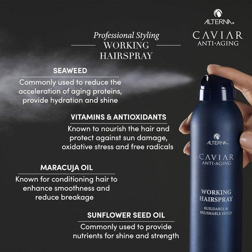 Alterna CAVIAR Anti-Aging Working Hairspray - Buildable Hold & Frizz Control | Sulfate-Free Shine