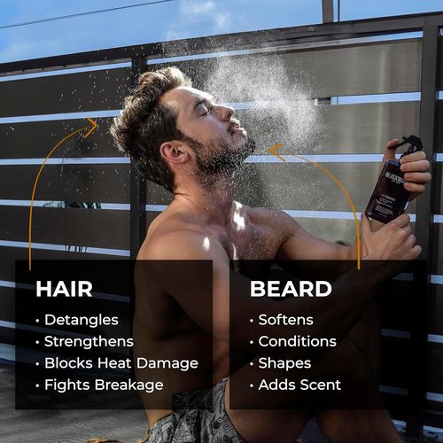 Blackwood For Men Hair & Beard Hydrator Spray - Natural Leave-In Conditioner for Moisturizing & Styling - 4 oz Vegan Grooming Essential