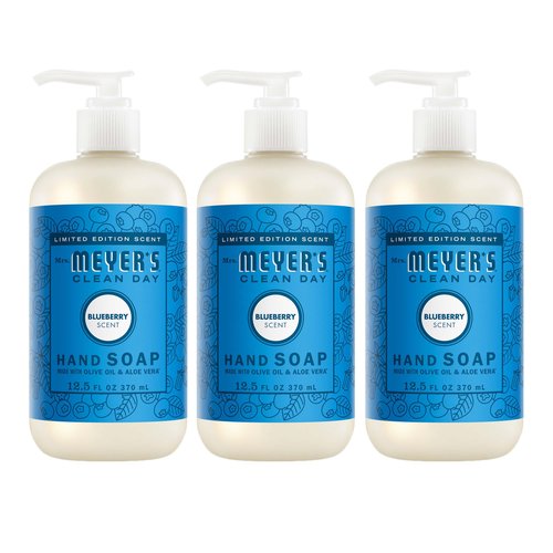 Mrs. MEYER'S Clean Day Liquid Hand Soap, Blueberry Scent, 12.5 Ounce Bottle (Pack of 3)