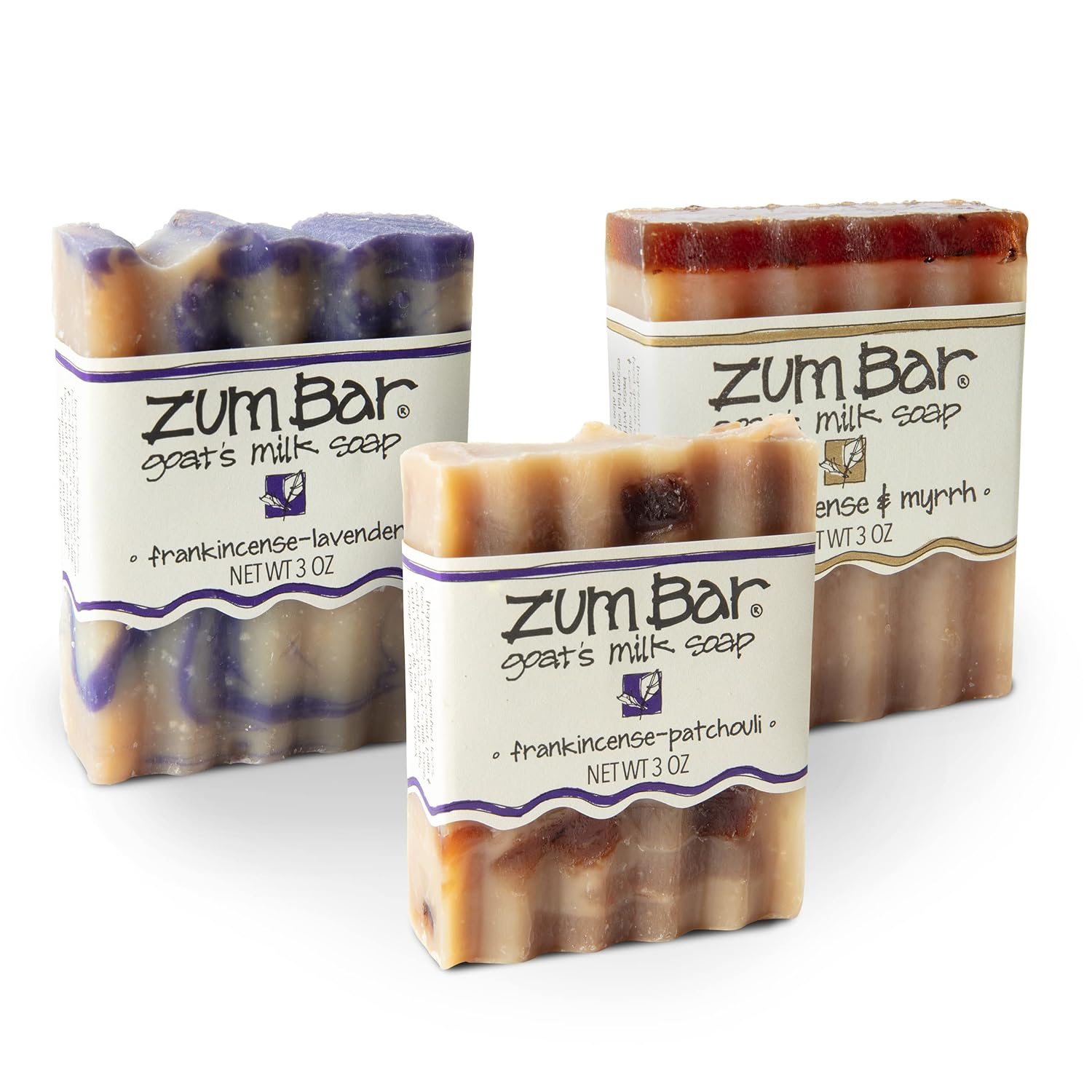 Zum Goat's Milk Soap Bar - Nourishing Hand & Body Cleanser with Essential Oils - 3 oz | Frankincense (3 Pack)