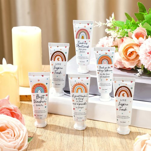 Dansib 12 Pcs Teacher Appreciation Gift Bulk Hand Cream Boho Rainbow Teacher Employee Staff Appreciation Hand Lotion Team Gift Bulk Travel Size Lotion Cream Moisturizing for Women Men Coworkers
