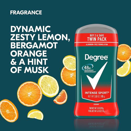 Degree Men Original Protection Deodorant - Intense Sport 48-Hour Odor Defense | 3 oz, 2 Count