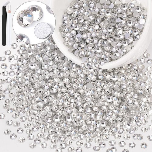 3000PCS SS16/4mm Crystal Rhinestones (Clear), Bedazzling Flatback Glass Rhinestones for Crafting DIY Nail Art Makeup Decoration, Gems Diomand Charms for Tumbler Shoes Clothing Mug
