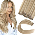 MEI YUAN LIN Clip in Hair Extensions Real Human Hair 5pcs 30g 20inch Single Clip Design for Flexible Wearing Remy hair extensions Light Blonde Highlighted Golden Blonde Easy to Apply & Remove
