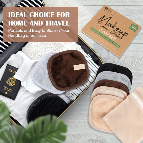 Orighty Makeup Remover Cloths - Premium 7-Day Reusable Pads for Effortless Makeup Removal | Neutrals
