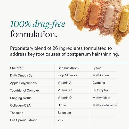 Nutrafol Postpartum Hair Growth Supplements - Clinically Tested for Thicker Hair & Less Shedding | 2-Month Supply, 2 Refill Pouches