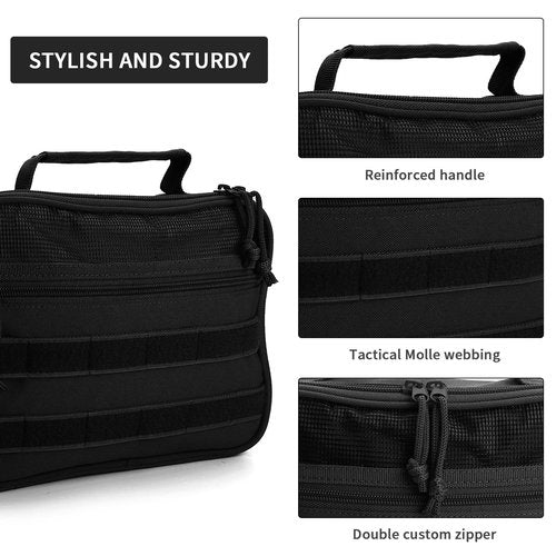SUNRISING Tactical Toiletry Bag for Men and Women, Men's Travel Toiletry Bag，Hanging Toiletry Bag Organizer Dopp Kit, Shaving Bag，Toiletries Shower Hygiene Bathroom Bag for Short Trips Camping - Black