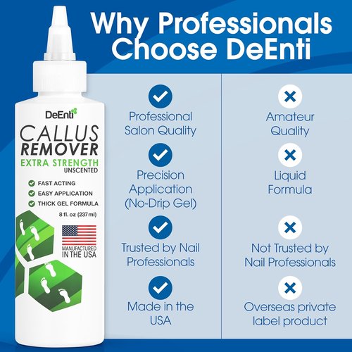 DeEnti Callus Remover Gel - Extra Strength 8oz for Dry Skin & Cracked Heels | Professional Foot Care