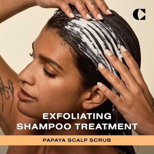 Ceremonia Papaya Scalp Scrub - Exfoliating Shampoo Treatment with Papaya Enzymes & Pink Salt | 1.69 Fl. Oz.