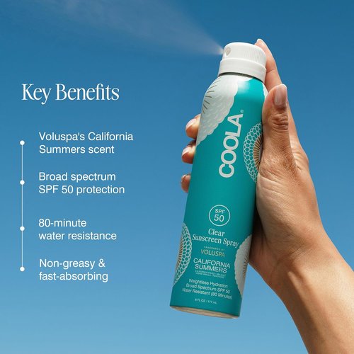 COOLA Organic Clear Sunblock Spray SPF 50 - Daily Skin Protection | Vegan & Gluten-Free Formula