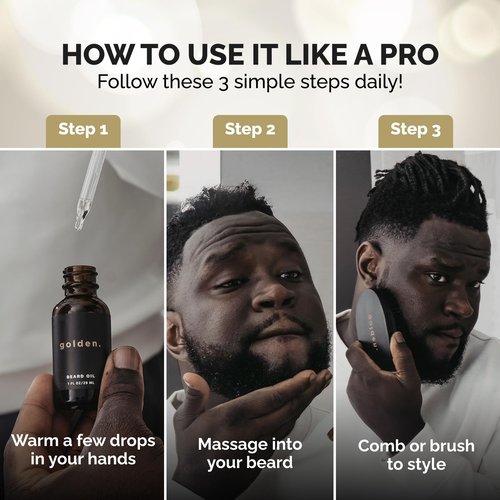 Golden Grooming Beard Oil for Men | Hydrating & Conditioning with Castor Oil, Jojoba Oil, and Olive Oil | Fresh Scent | 1oz