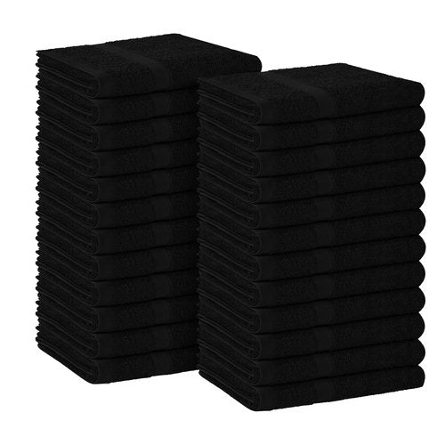 Avalon Towels Salon Towel - Black Hand Towels Bulk Pack of 24-100% Cotton Absorbent Spa, Facial & Gym Towel for Working Out - 16x27 Inches (Not Bleach Proof)