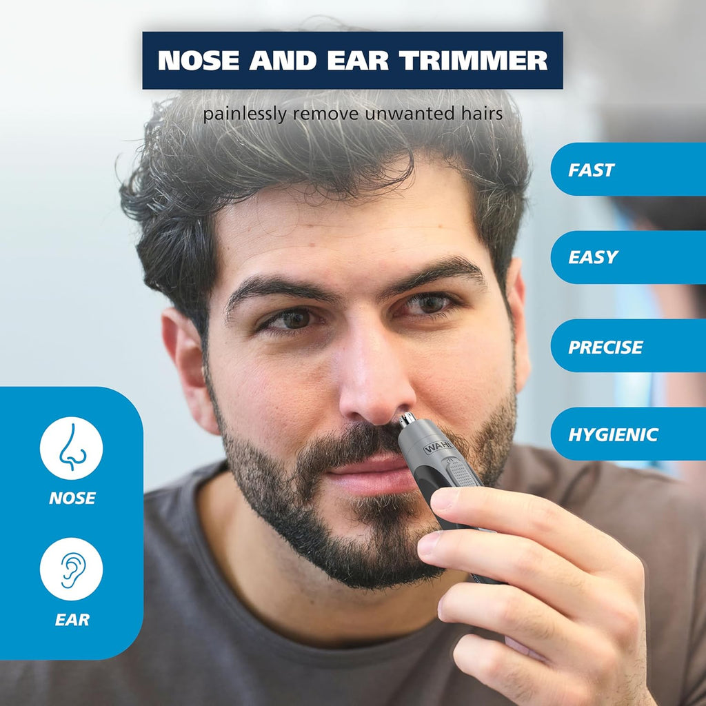 Wahl Precision Ear and Nose Hair Trimmer - Battery Operated, Hygienic Rinseable Blade, Travel-Friendly | Model 3026462