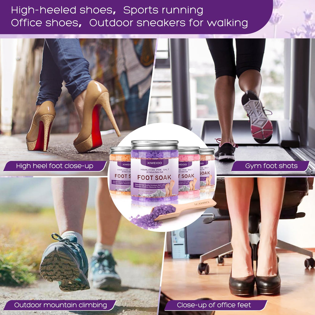 XIWEIOO Tea Tree Oil Foot Soak Stubborn Foot Odor, Athletes Lavender Foot Soak with Pure Epsom Salt Soak Pedicure Salt Athletes Foot & Stubborn Foot Bath Salt Softens Calluses & Soothes Foot Care spa…