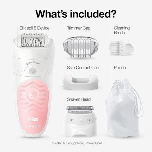 Braun Silk-épil 5 Epilator - Cordless Hair Removal Device for Women | Wet & Dry, 6-Piece Set