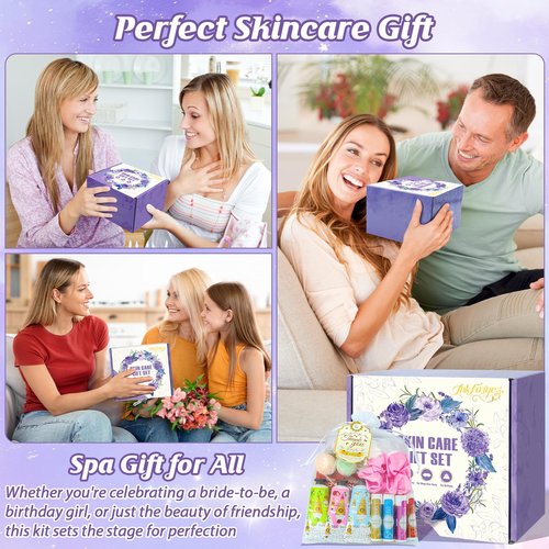 80PCS Spa Party Favors, Include Face Masks, Lip Balm, Hand Cream, Under Eye Patches, Lip Mask, Foot Bath Bombs, Hair Bands,Sleepover Spa Party Supplies,Birthday Kit for Women Girls Gift Skincare Set
