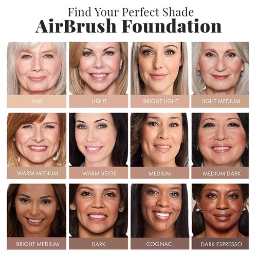 MagicMinerals AirBrush Foundation Set by Jerome Alexander – 3pc Set Includes AirFinish, Foundation and Kabuki Brush - Spray Makeup with Anti-aging Ingredients for Smooth Radiant Skin (Bright light)