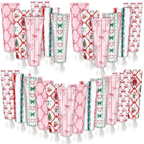 24 Pcs Pink Bow Hand Cream Gifts Bulk Valentine Party Favors for Women Coquette Pink Bow Mini Hand Lotion Travel Size Moisturizer Cream for Dry Cracked Hands Coquette Party Favors for Coworker