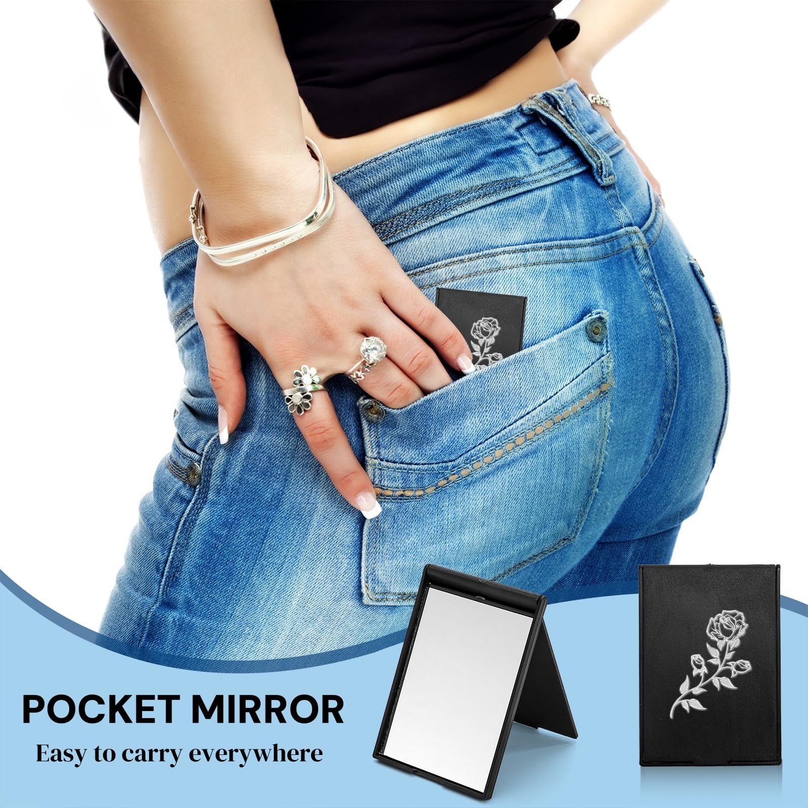 ZOOFOX 50 Pieces Mini Folding Mirror Bulk, Compact Makeup Mirror for Purse, Portable Makeup Mirror for Women Party Favors Daily Use