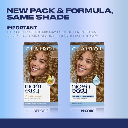 Clairol Nice'n Easy Permanent Hair Dye - 7 Dark Blonde Color | Single Pack for Effortless Coverage