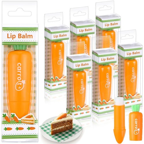 Skiennix Carrot Lip Balm - 6 Pcs Moisturizing Easter Beauty Gifts | Nourishing Spring Basket Stuffers