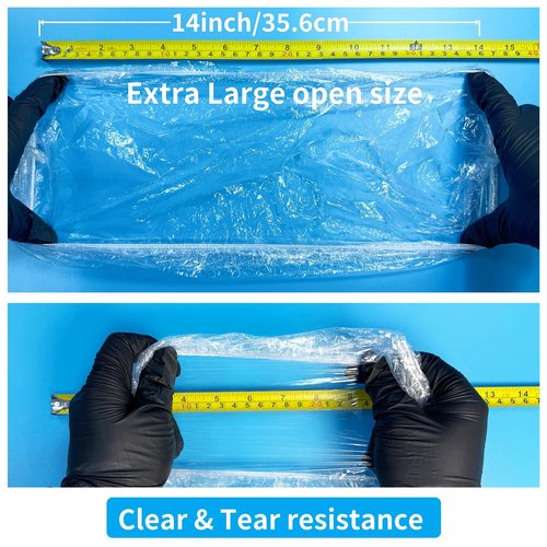FayLongSky 100PCS Disposable Shower Caps - Extra Large Thick Clear Plastic Shower Cap for Women Reusable Waterproof and Men, Hair Cap for Deep Conditioning, Hotel Travel Essentials (22 inch)