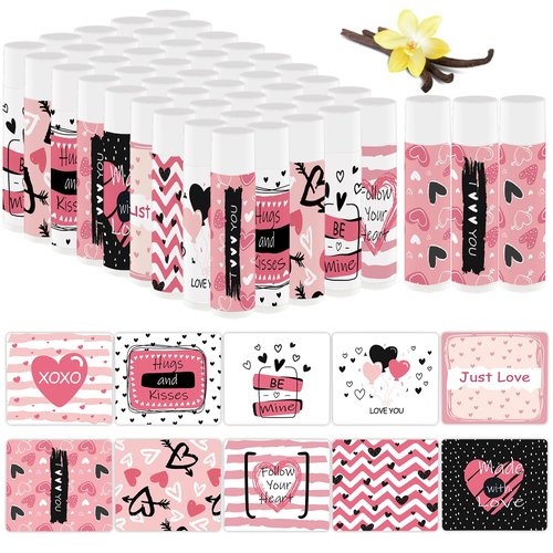 50 Pcs Valentine's Galentine's Day Gifts Lip Balms Bulk for Women Valentines day Lip Care Moisturizing Gift Favors Stuffers Birthday Party Supplies Decorations (pink heart)