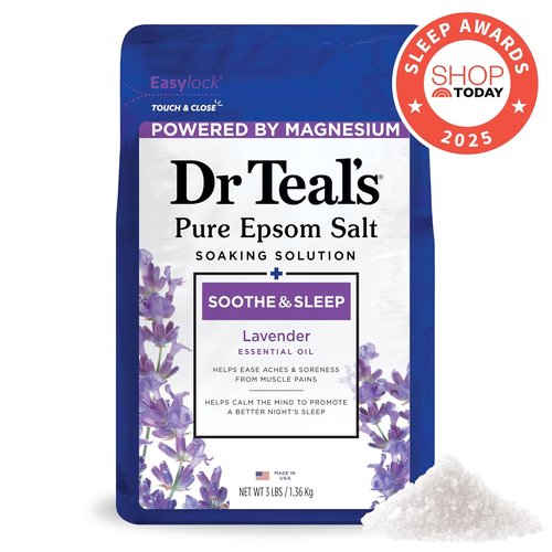 Dr Teal's Epsom Magnesium Salt Soak - Soothe & Sleep with Lavender, 3 lb (Pack of 4)