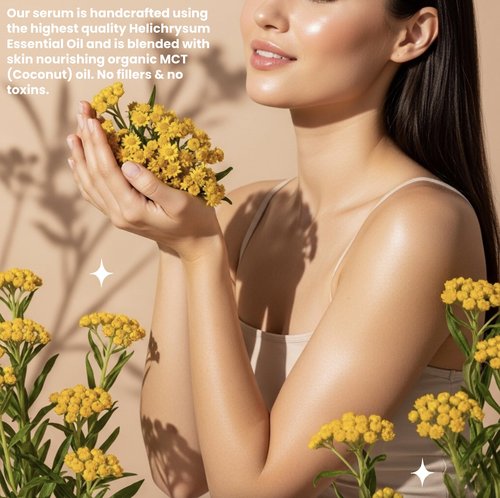 Beauty Glow Helichrysum Essential Oil for Skin Veins Bruises & Organic Jojoba Oil for Face & Body Moisturizer Pre-Mixed Skin Healing, Anti-Aging, Vegan, Hydrating & Moisturizing Body Oil Serum 2 oz