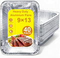 Aluminum Foil Pans - 40 Pack Disposable 9x13 Half Size Deep for Baking, Roasting & Food Storage