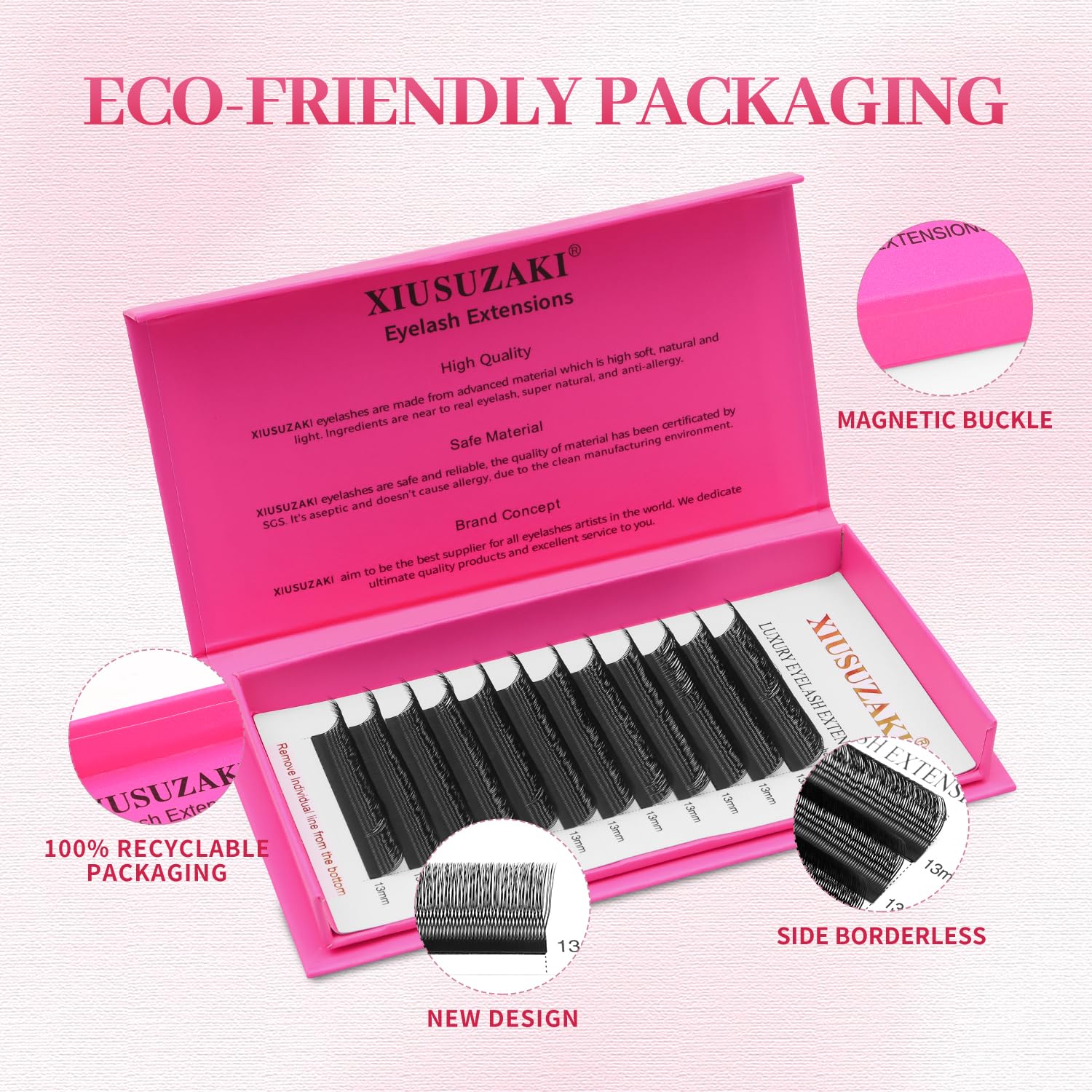XIUSUZAKI Double Tips U Shape Eyelash Extension 0.07 D Curl Volume Premade Fans Matte Black Cluster Lash Extensions(U-Double Tips-0.07 D-8-15mmMIX)