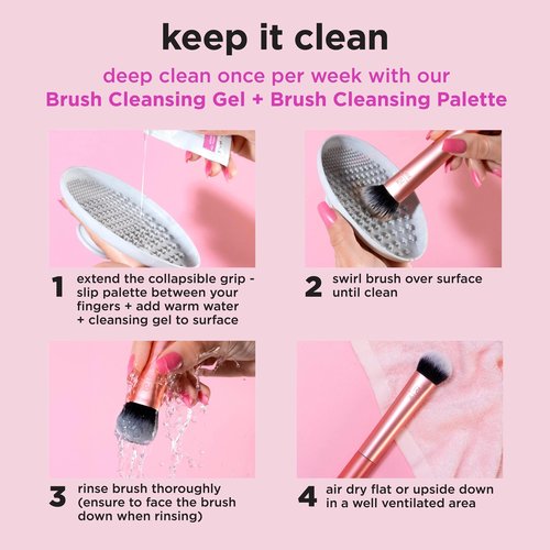 Real Techniques Merry Must-Haves Holiday Gift Set, 4 Piece Brush & Sponge Set for Foundation, Cheeks & Powder, Stocking Stuffer, Gift for Her, Cruelty-Free & Vegan