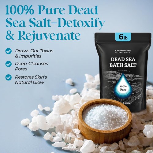 Aromasong Dead Sea Salt Bath Soak - 100% Natural 6 Lbs Bulk Pack for Relaxation & Skin Detoxification