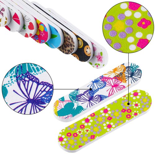 Mudder 150 Pack Mini Nail Files Bulk, Double Sided Emery Boards for Nails, Disposable Small Gift Set, Colorful Grit Emery Files Tools for Fingernails Manicure Pedicure Shaping Buffing Smoothing Cute
