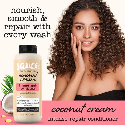 **Sauce Beauty Coconut Cream Conditioner - Intense Repair for Dry, Damaged, Curly Hair | 10 Fl Oz, Paraben & Sulfate-Free**