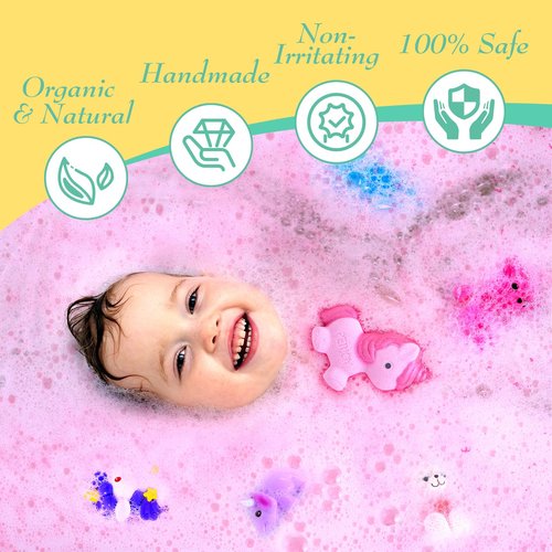 Perjoy Bath Bombs for Kids, Organic Bubble Bath Kids Bath Bombs for Girls & Boys, Valentine Easter Christmas Basket Stuffers, Teen Girl Gifts Trendy Stuff, Party Favors