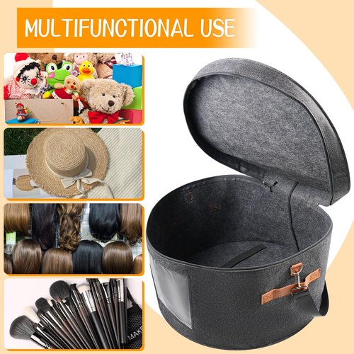 CODOHI Wig Storage Boxes,Wig Travel Cases Foldable for Multiple Wigs for Men and Women,Yarn Organizer, Cosmetic Cabinet Storage Bag (Dark Grey)