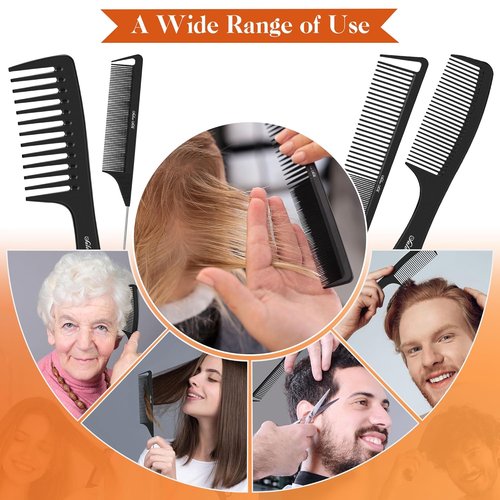 SALONSILK Professional Comb Set - 4PCS Wide Tooth & Fine Tooth Hair Combs for Styling & Braiding